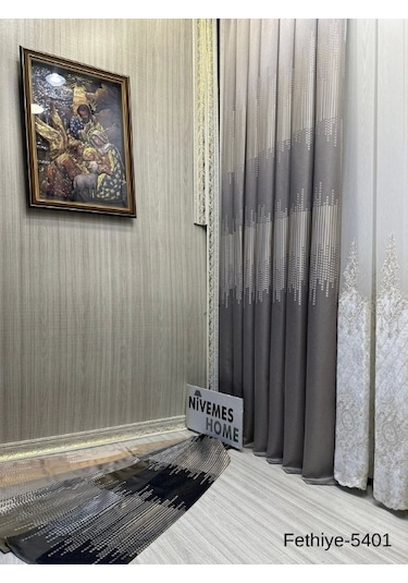 Nivemeshome Fethiye 614178 Gri V-5401 1/3 Sık Pileli Fon Perde Apm Gri