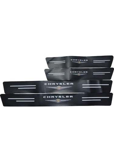 Chrysler Logolu Karbon Kapı Eşiği Koruyucu Bant Folyo 4'lü Set