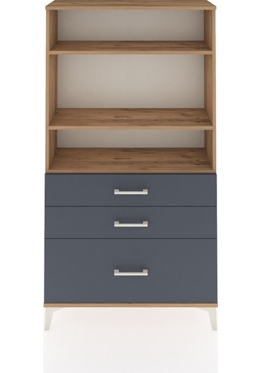 Arges Dolap 3 Raflı 3 Çekmeceli 88x30x163 Çam-antrasit Çam