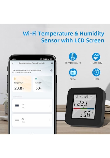 Tuya Destekli Wifi Akıllı Isı Ve Nem Sensörlü Ir Kuman