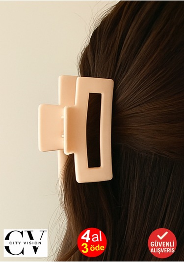 Pudra Renk Televizyon Model Mandal Saç Tokası 11 Cm - Şık Ve Dayanıklı Pudra