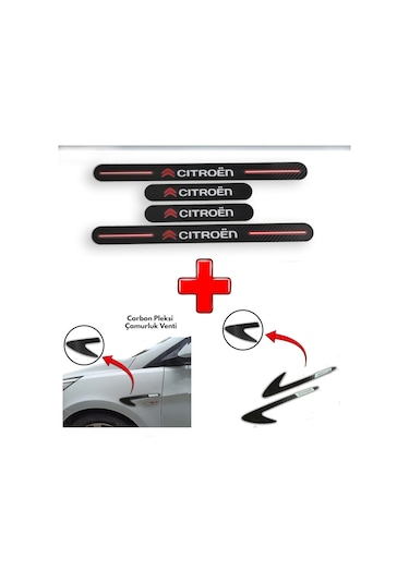Citroen C2 Uyumlu Carbon Kapı Eşiği + Carbon Çamurluk Venti (552313487)