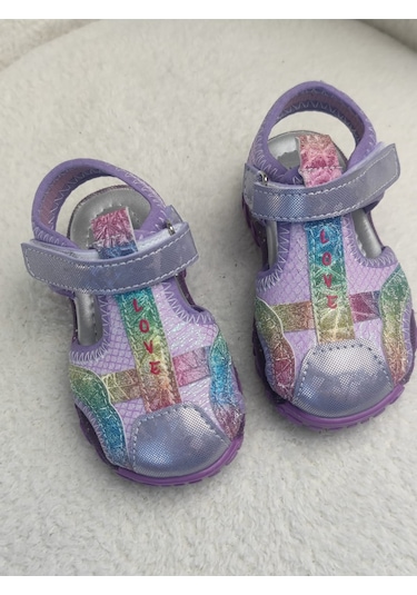 Muggo Slyvester Günlük Önü Kapalı Cırtlı Unisex Çocuk Sandalet Lila