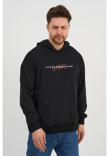 Alexandergardı Özel Unisex Baskılı Kapüşonlu Kanguru Cepli Sweatshirt Unx-0017602 Siyah