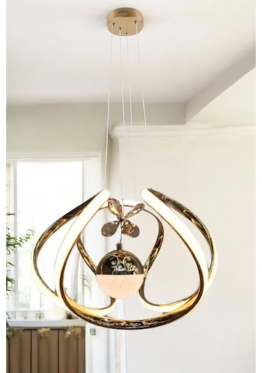 Ey-El Tasarım Ahtapot Tekli Gold 3 Renk Ledli Sarkıt Avize Gold