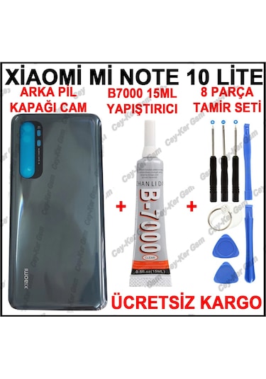 Xiaomi Mi Note 10 Lite Arka Pil Kapak Cam Batarya Kapağı+B7000