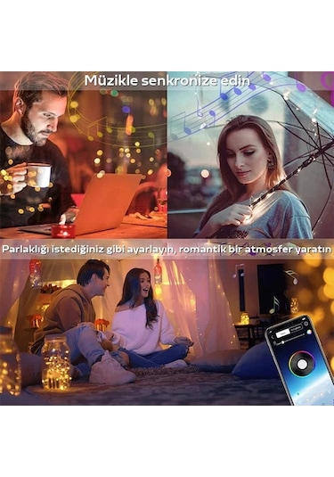 Ally 10mt 100 Led Rgb Bluetooth Telefonla Kontrol Edilen Usb Led Lamba İos-android- 5775 Çok Renkli