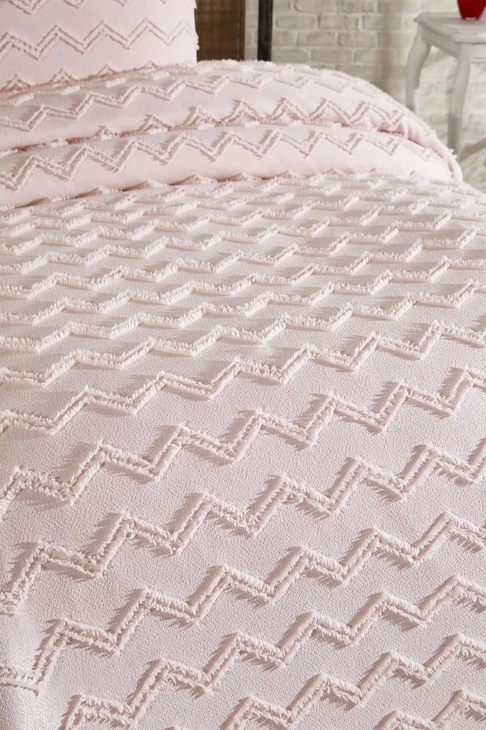 Çeyiz Diyarı Lumpa 2 Parça Tek Kişilik Pike Takımı Pudra Pudra