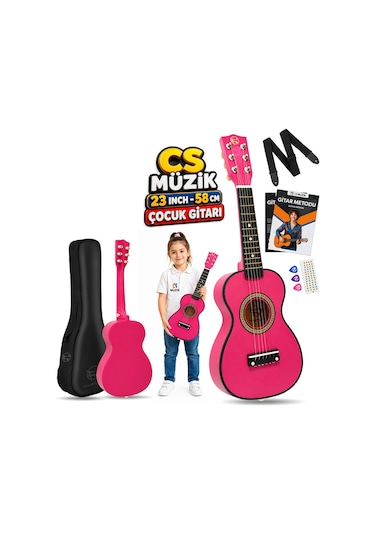 Fourtune Loki T-80PK 6 Telli Pembe Çocuk Gitarı Gerçek Ağaç