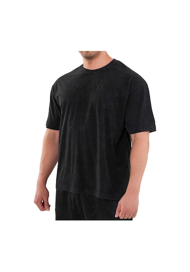 Kingsize Nutrition Kingsize Darksteel Antik Yıkamalı Oversize T-shirt Siyah Siyah