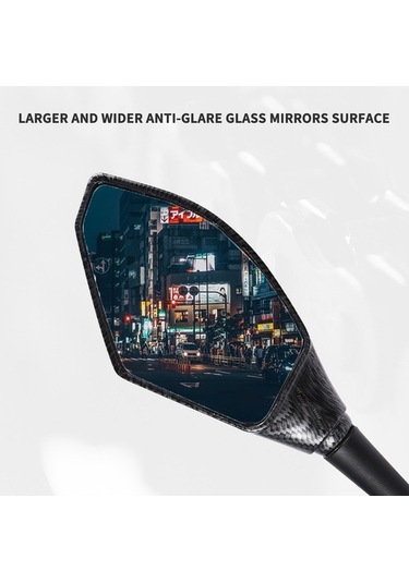 Pazly Genel Motosiklet Yan Aynaları - Led Aydınlatmalı, Karbon Desenli, Düz Ayna, Abs Malzeme