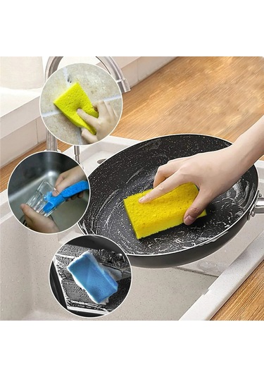 Sıkıştırılmış Selüloz Süngeri Çizilmez Doğal Bulaşık Süngeri Bulaşık Temizlik Süngeri 3 Adet