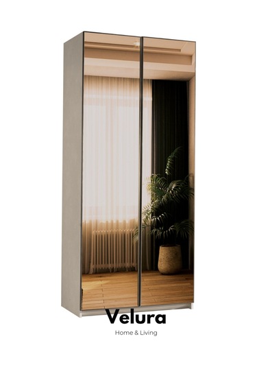 Moon 6 Kapaklı Aynalı Gardırop Dolap Ekru