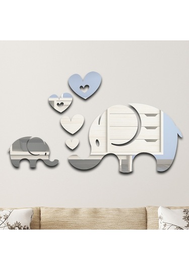 Sones 6 Adet / Takım Akrilik Fil Ayna Stereo Duvar Çıkartmaları Ev Dekorasyonu Yumuşak Ayna Gümüş Diğer