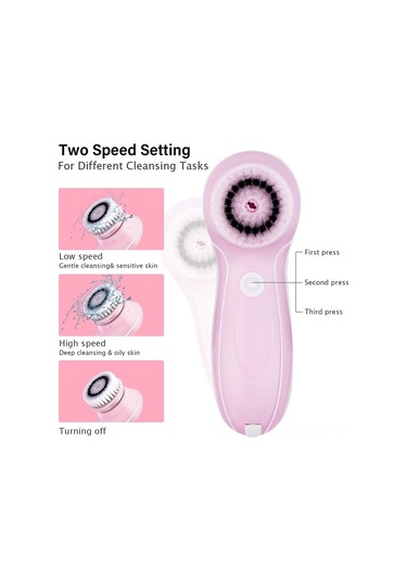 Hangfox Usb Şarjlı 6'lı Yüz Temizleme Aleti Seti - Dürtmeyelik Fırçalalar, Masaj Ve Makyaj Temizleme - Su Geçirmez, 3 Seviye, Batarya İle - Gül Renkli