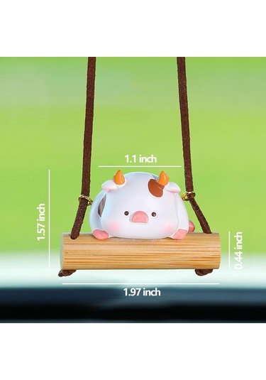 Geeksen Beyaz İnek Şekilli Araba Geribakış Aynası Süsleme, Kadın Ve Çocuklar İçin Araç Dekorasyonu