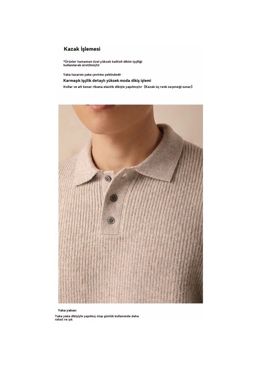 Erkek Sonbahar/kış Yakalı Örgü Kazak Gri