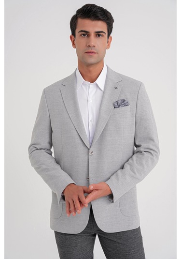 C 698 Ceket Regular Fit Gri-1 Casual Gri