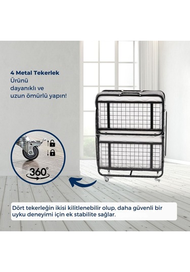 Aksviva İnova Katlanır Metal Tek Kişilik Karyolla