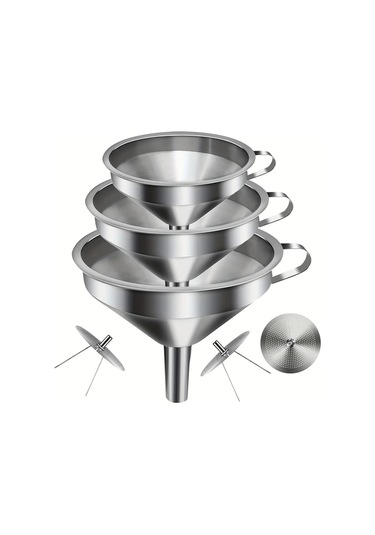 Elmpaly 3 Adet Paslanmaz Çelik Filtre Hunisi Seti 3 Filtre Ağı İle