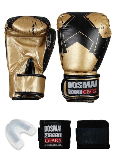 Dosmai Lykia Boks Eldiveni Boks Dişlik Boks Bandaj Set Altın 12oz Altın