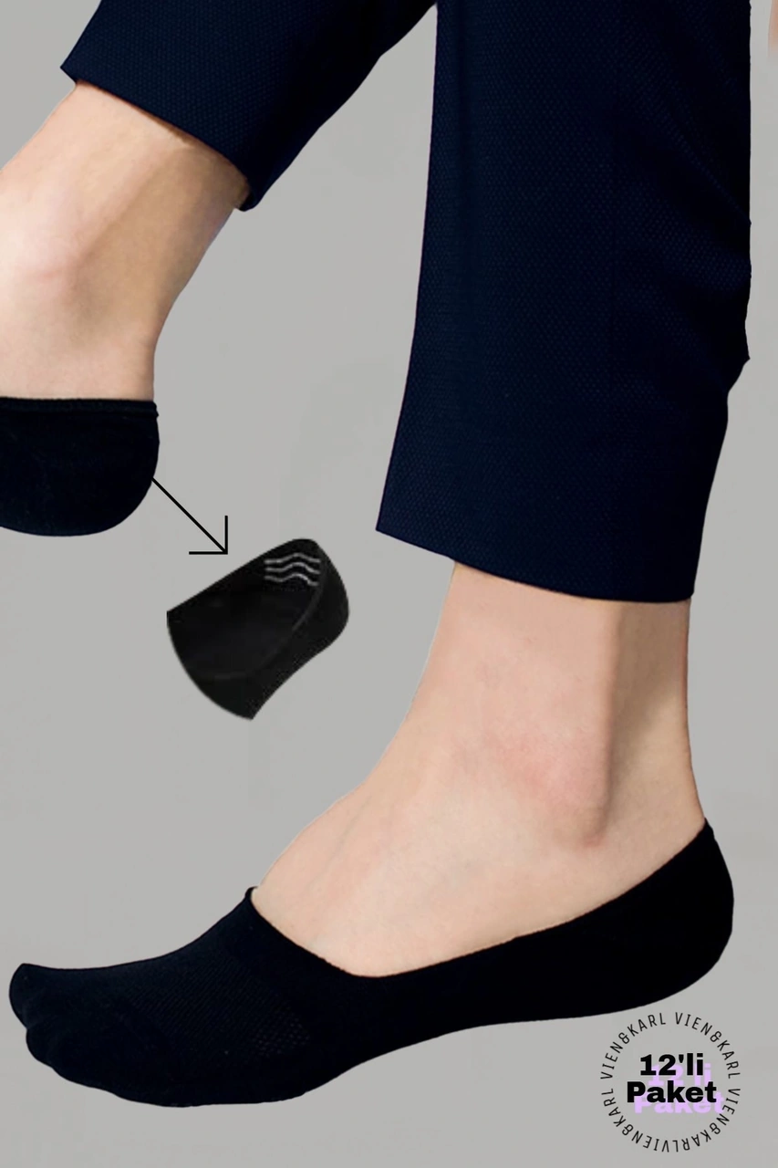 12'li Premium Kadın Siyah Babet Çorap Vk-kadın-siyah-babet12li
