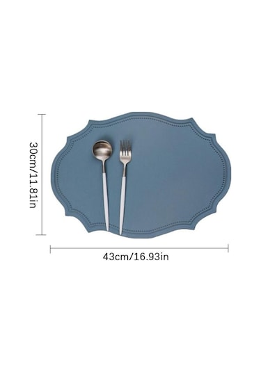 Gri Deri Placemats Mutfak Eşyaları Kahve Fincanı Pot İçin Düzensiz Şekil Su Geçirmez Ped Gri