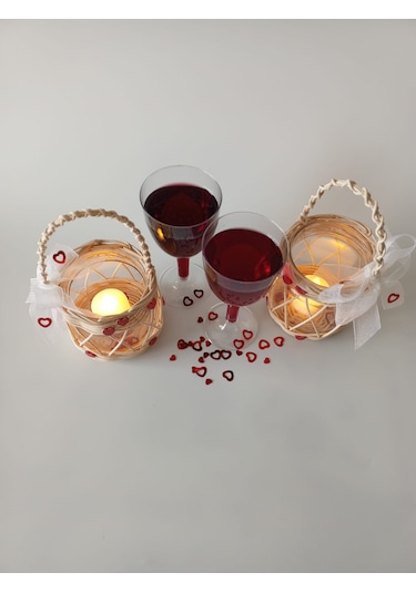 Love Mumluk 2'li Beyaz Tül Ve Kırmızı Kalp Arajmanlı