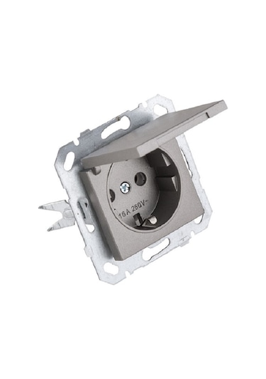 Netelsan Byobu Antrasit Kapaklı Topraklı Priz Çerçevesiz