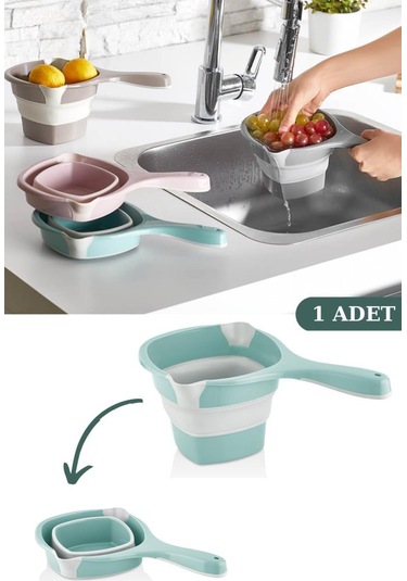 Flosoft Katlanabilir Maşrapa, Akordiyon İki Uçlu Saplı Maşrapa Yeşil