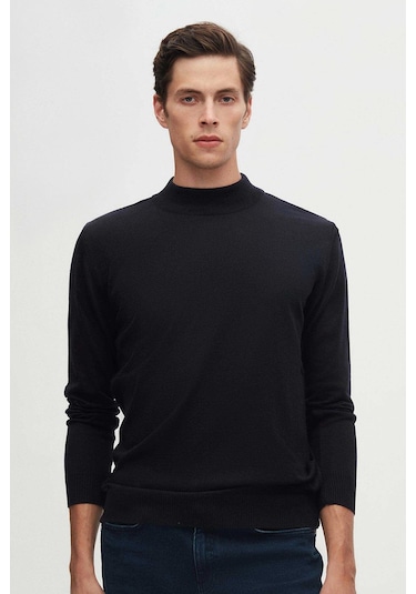 D's Damat Regular Fit Lacivert Pamuk Karışımlı Yarım Balıkçı Triko Kazak Lacivert