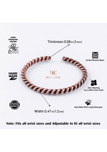 El Yapımı Şık Tasarım Kalın Dövülmüş Saf Bakır Bilezik Bakır Takı Bilekliği Işıklı Kutulu 4 Lü Set Bakır