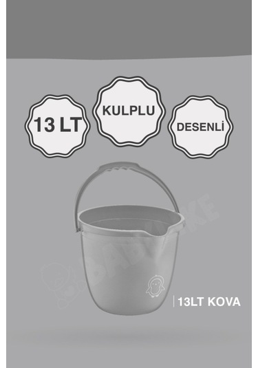Çocuklar İçin 2'li Banyo Seti Kulplu Kova & Oluklu Maşrapa Set Gri