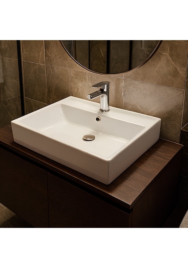 Turavit Vega Dikdörtgen Beyaz Delikli Lavabo 50x42 Cm Vg0050 Diğer