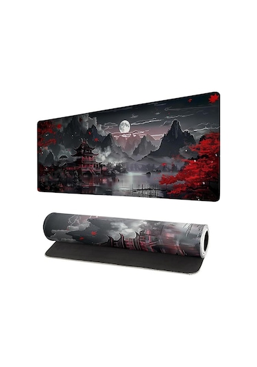 Kaymaz Kenarlı Manzara Resim Desenli Kauçuk Mouse Pad - 40cm X 80cm