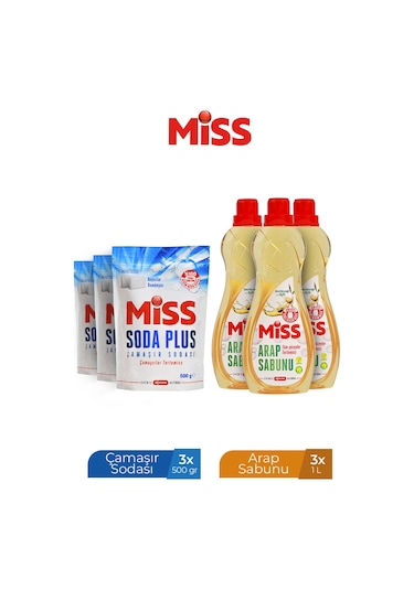 Miss Arap Sabunu 3 x 1 L + Soda Plus 3 x 500 ML