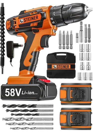 Steiner V-tech 58 V 5 Ah Darbeli Şarjlı Çiftakülü Vidalama Matkap Turuncu