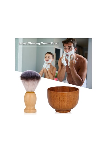 Moveevo Ahşap Erkek Sakal Tıraş Krem Kabı, Sabun Fincanı Ve Köpük Fırçası