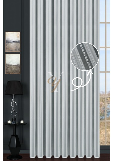 Simli Çift Makarna Tül Perde 2201 V-gümüş Gümüş