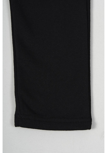 Siyah Kalın Pamuklu Beli Lastikli Yan Cepli 5-6-7-8-9-10-11-12 Yaş Erkek Çocuk Eşofman Altı Siyah