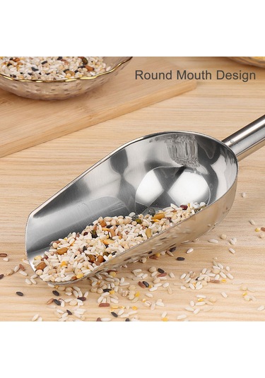 Leezsing 8 İnç Çelik Kova: Çok Amaçlı Buz, Un, Tahıl Ve Çay Kovalı - Gümüş Renkli Ergonomik Kollü 500 Adet/kutu Gümüş