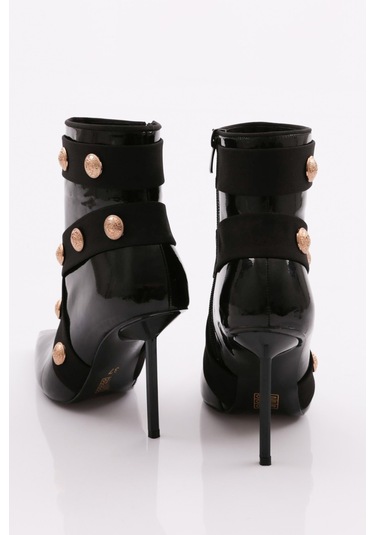 Dgn 8015 Kadin Topuklu Bot 8015-2446-R1645 Siyah Rugan