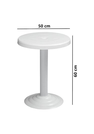 Omnipazar Mt-gf401a Beyaz Medio Bahçe Balkon Sehpa Ø50 Cm