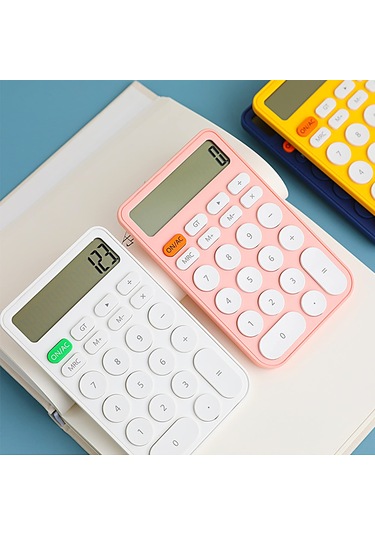 Aubyhe Küçük Mini Sarı Hesap Makinesi - 12 Bit Ekran, 2+ Yıl Pil Ömrü, Kaymaz Önlüğü, Otomatik Kapanma - Ofis & Öğrenci İçin Taşınabilir Sarı