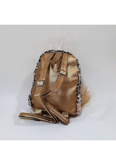 Fiyra Crn Dore Altın Pullu Kız Çocuk Sırt Çantası 16cmx20cmx10cm Altın