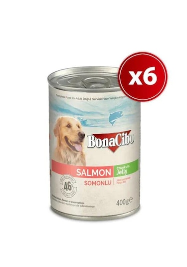 Bonacibo Somonlu Konserve Yetişkin Köpek Maması 6 x 400 G