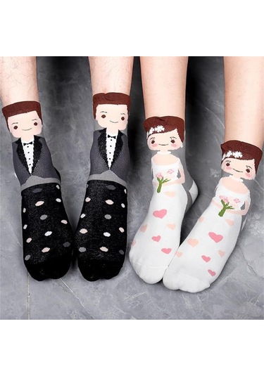 Homyl 2 Çift Düğün Çorabı Nişan Hediyesi Rahat Çorap Seti Çok Renkli