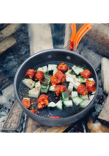 Hewolf Hw-K1342 Taşınabilir Kaymaz Saplı Tava Sıcaklığa Dayanıklı Kamp Tencere Seti 1-2 Kişi Için Çok Renkli