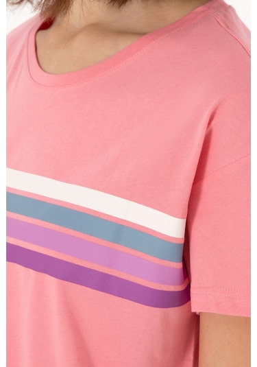 U.S. Polo Assn. Kadın Pembe Bisiklet Yaka Tişört 50308639-VR041