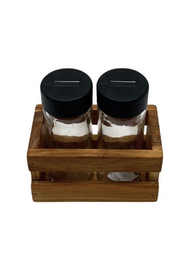 Ahşap Doğal 2li Baharatlık Ahşap Cam Set Takımı Set Kiraz 1 Set Ahşap